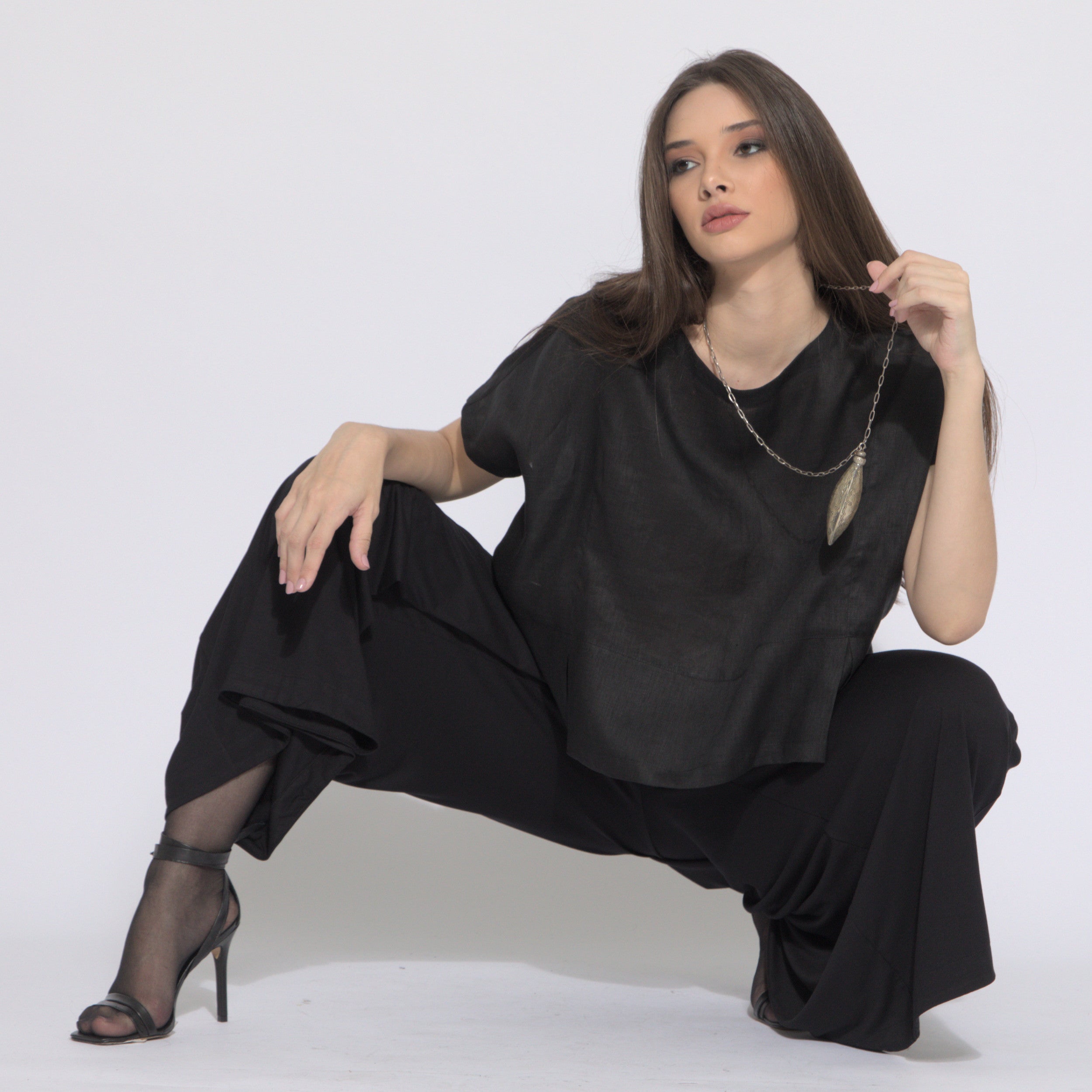 Giulia - Blusa em puro linho mangas curtas