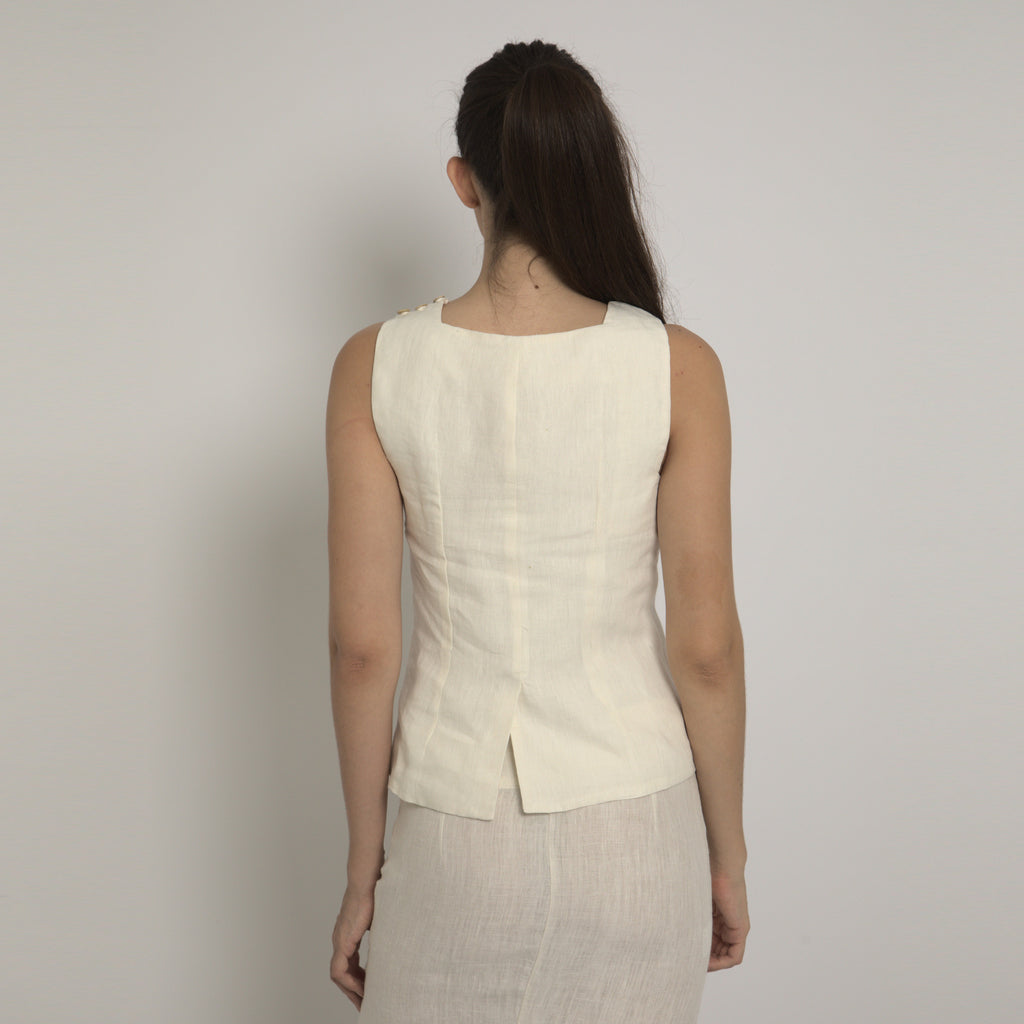 Callas - Blusa em linho natural indiano cor off-white