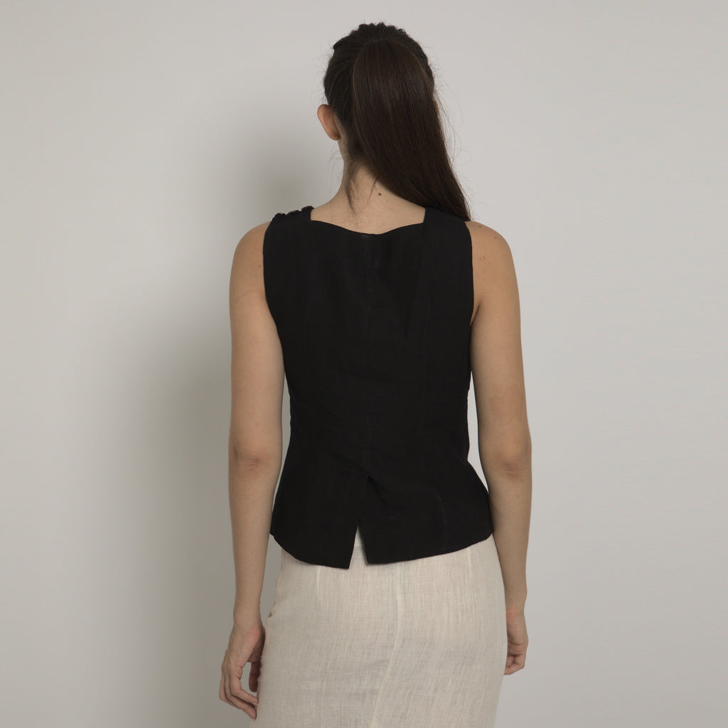 Callas - Blusa em linho natural indiano cor preta