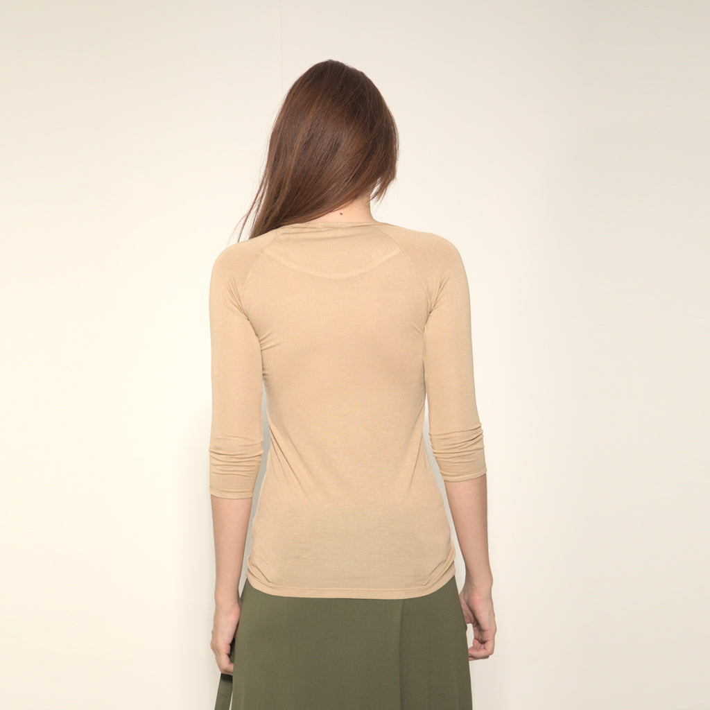 Amelia - Top básico manga 3/4 decote com botões