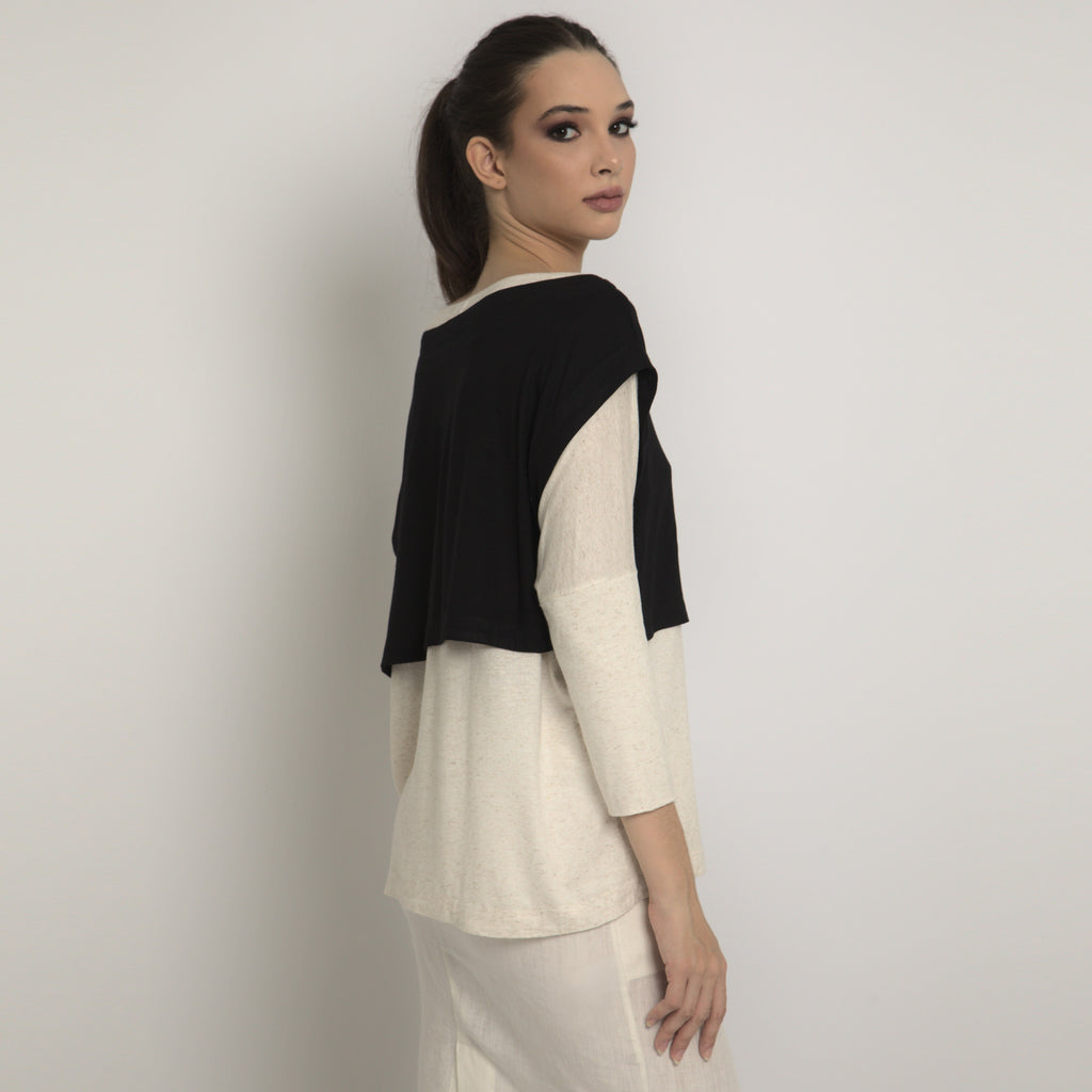 Sofia - Blusa dupla em malha bicolor