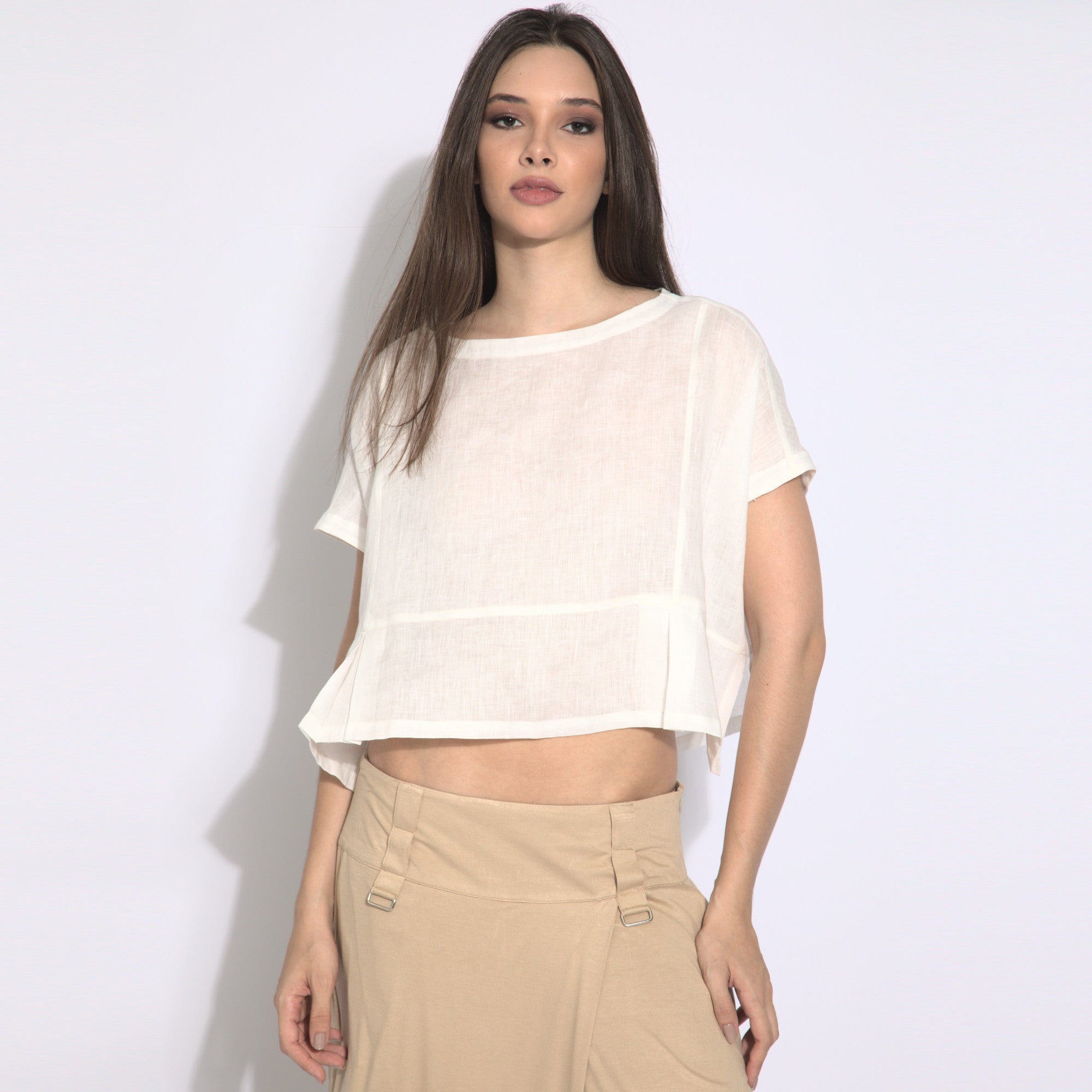 Giulia - Blusa em puro linho mangas curtas