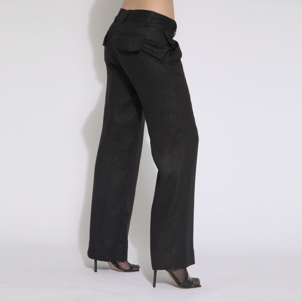 Agatha - Calça boca reta (boot cut) em puro linho
