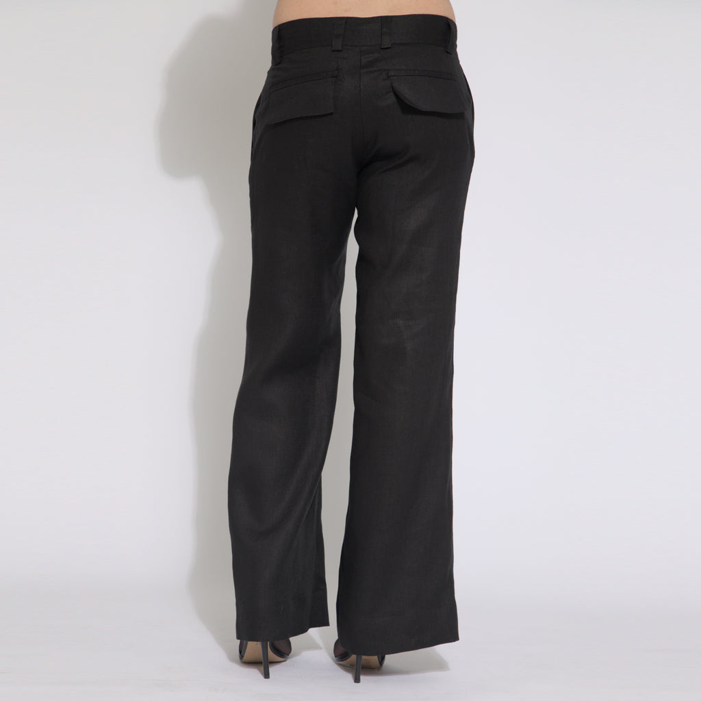 Agatha - Calça boca reta (boot cut) em puro linho