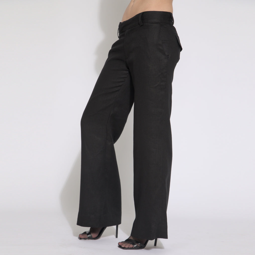 Agatha - Calça boca reta (boot cut) em puro linho