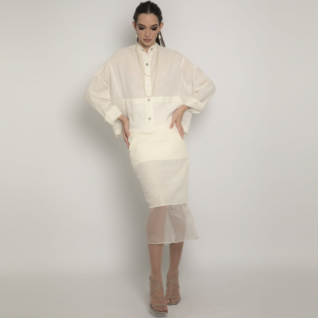 Conjunto linho organza offwhite