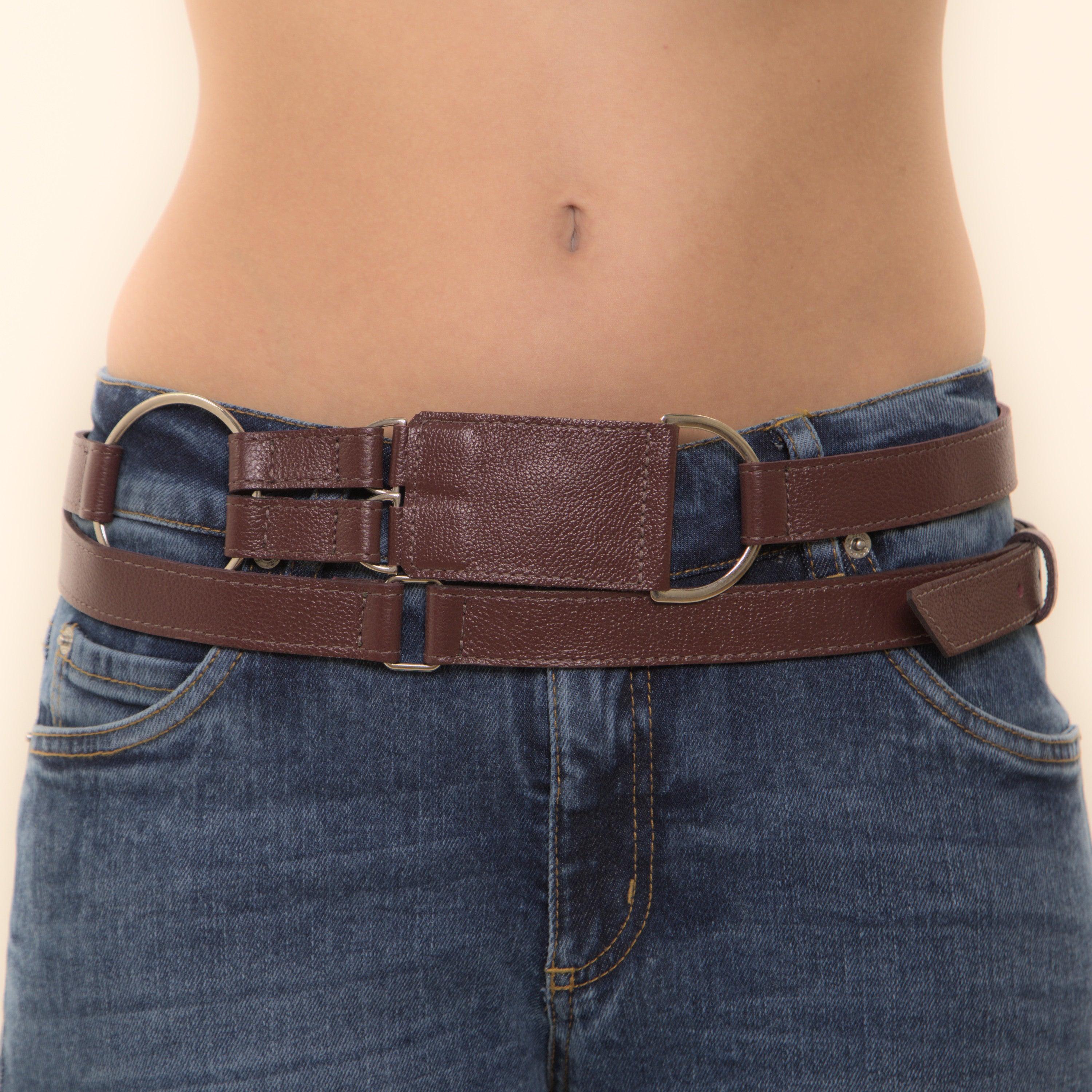 Kimi - cinto de 2 voltas em couro com metais