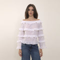 Clara - blusa de babados em voil de algodão 100%