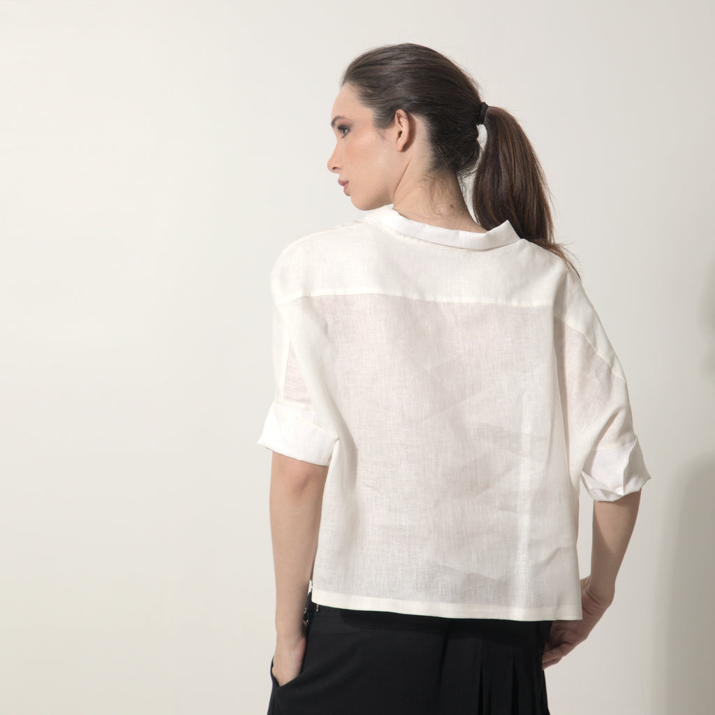 Ipanema - Camisa em 100% linho de mangas curtas
