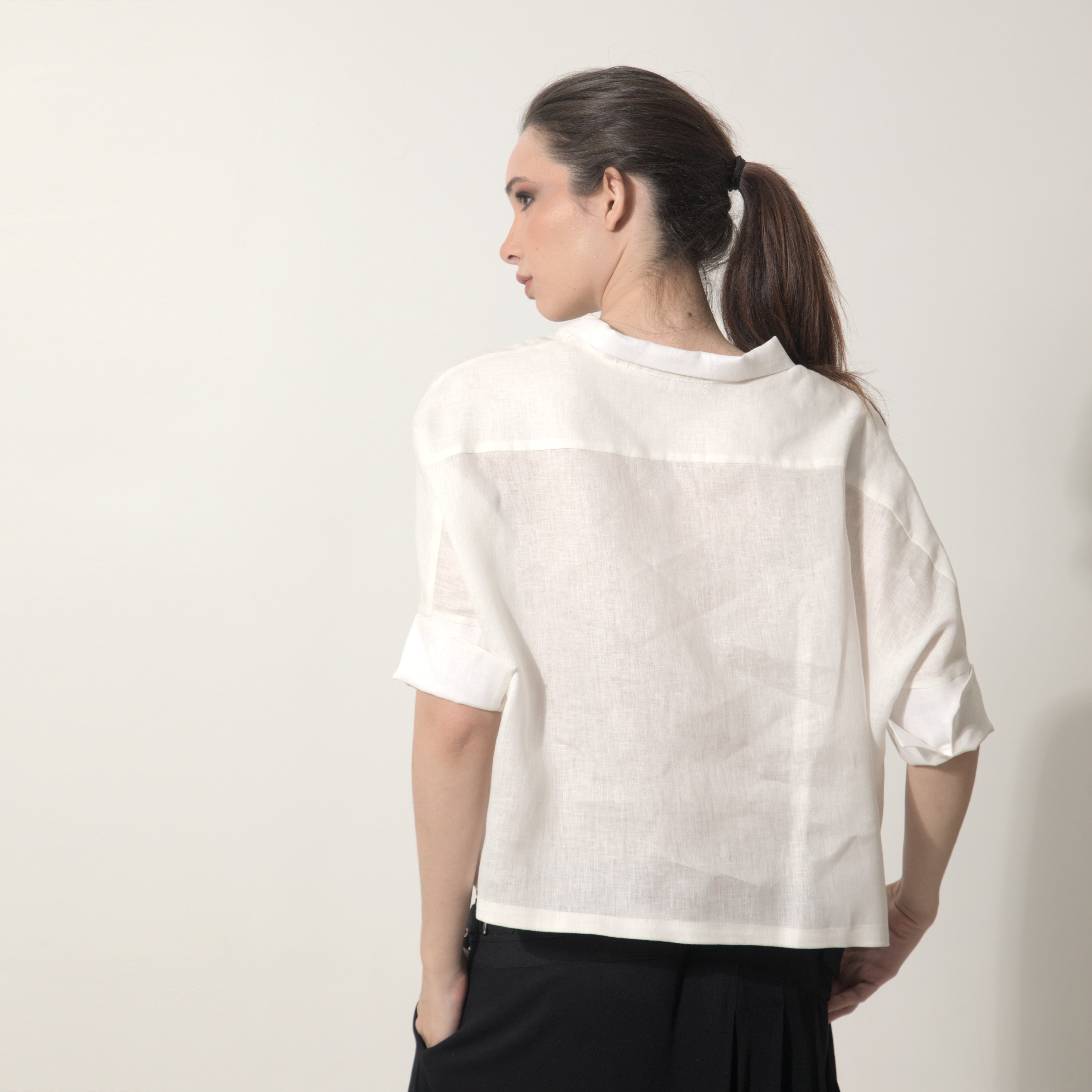 Ipanema - Camisa em 100% linho de mangas curtas