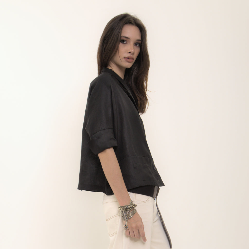 Ipanema - Camisa em 100% linho de mangas curtas