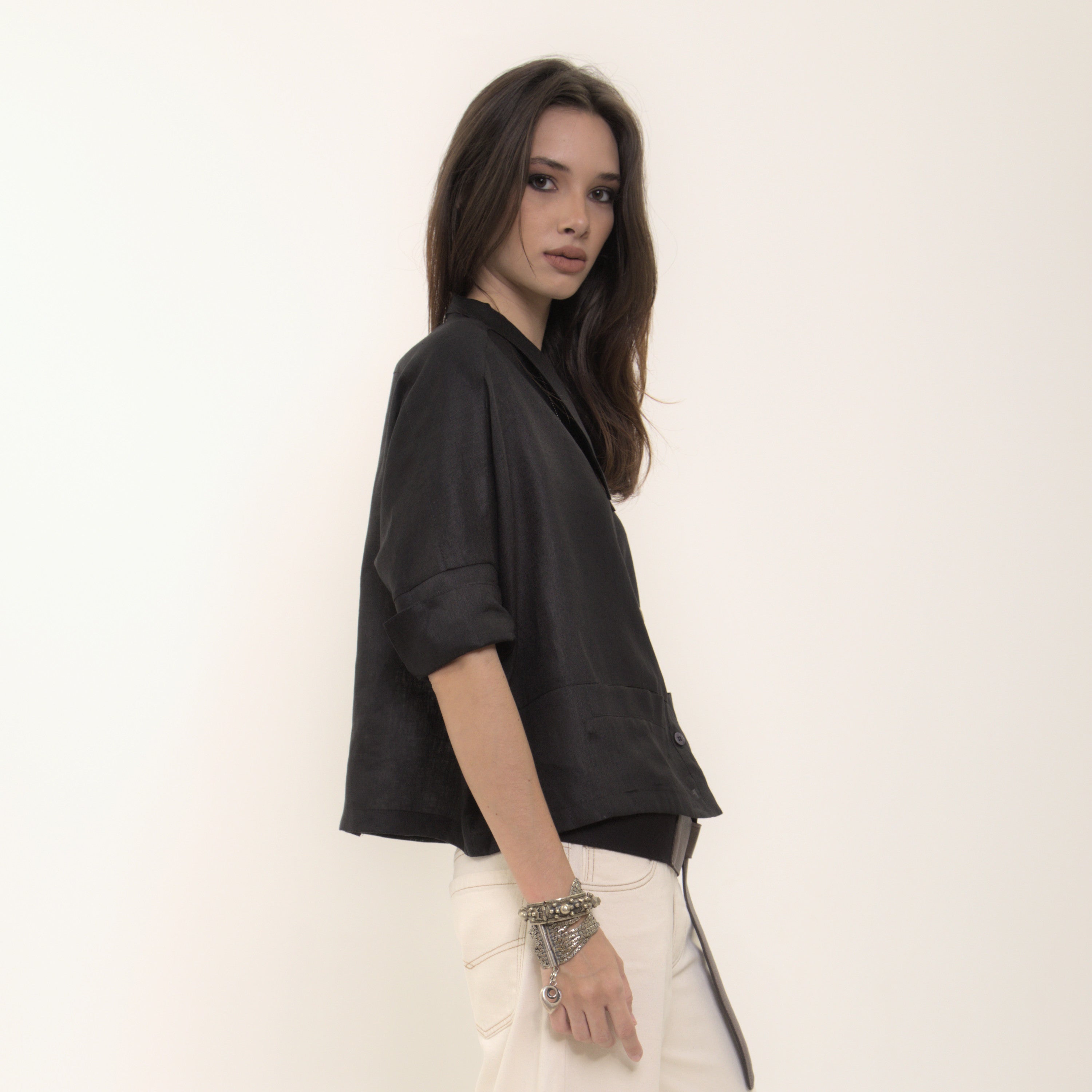 Ipanema - Camisa em 100% linho de mangas curtas