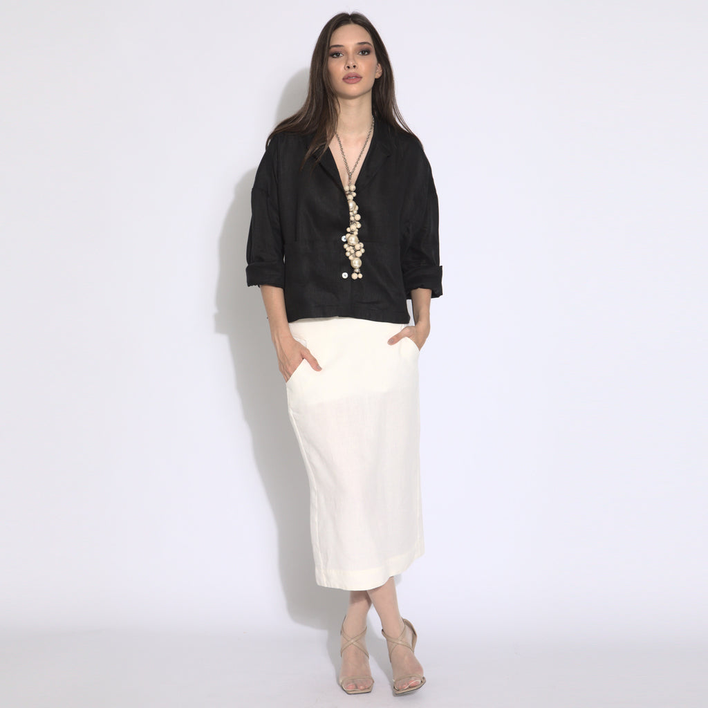 Emma - Saia midi em puro linho