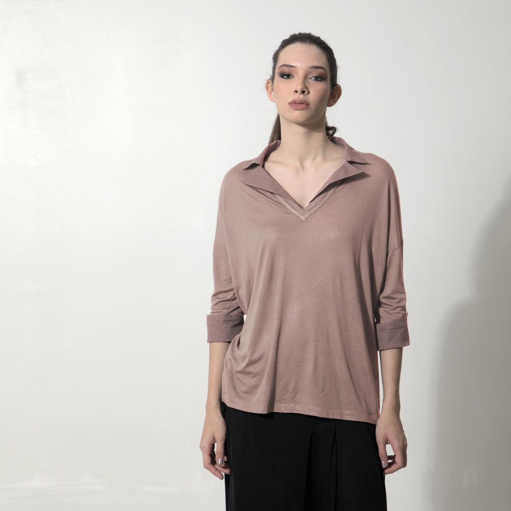 Nora - Blusa de malha com mangas e punhos de tricoline