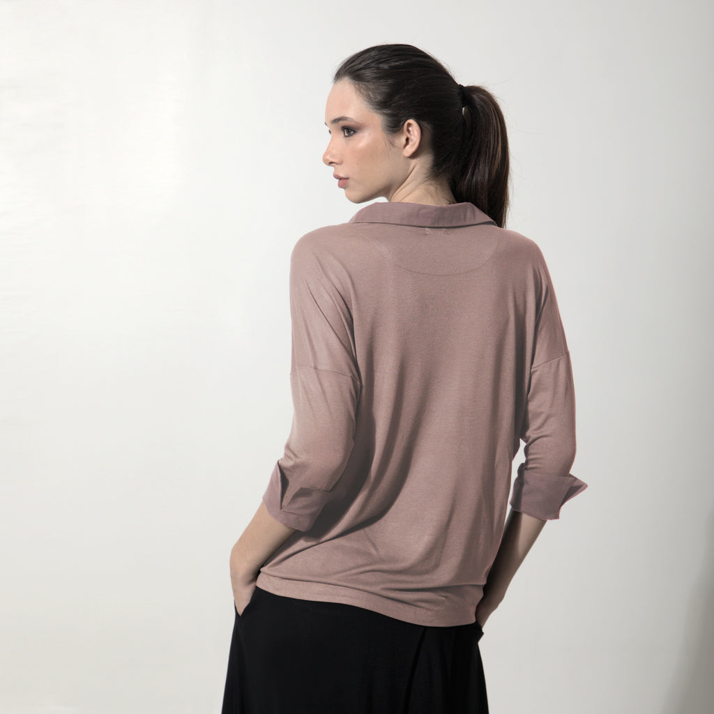 Nora - Blusa de malha com mangas e punhos de tricoline