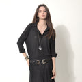 Nora - Blusa de malha com mangas e punhos de tricoline
