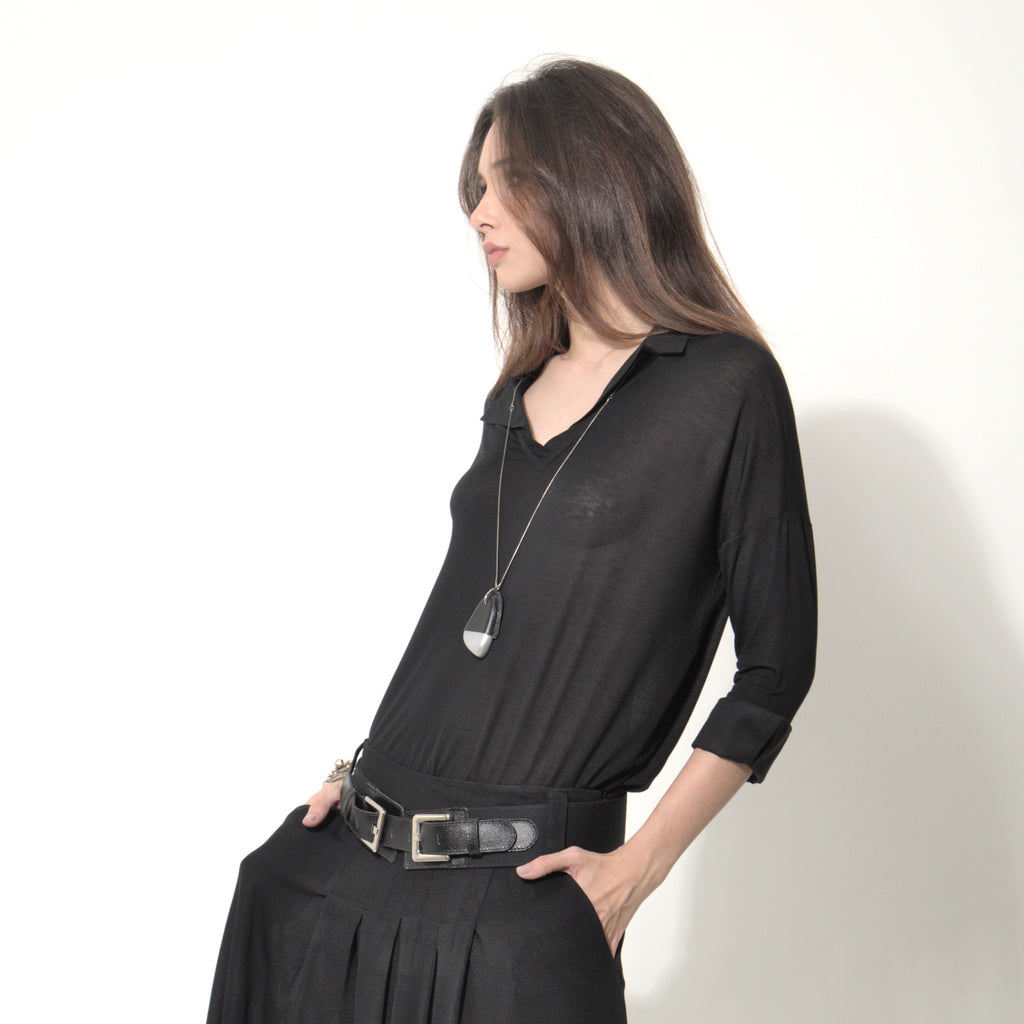 Nora - Blusa de malha com mangas e punhos de tricoline