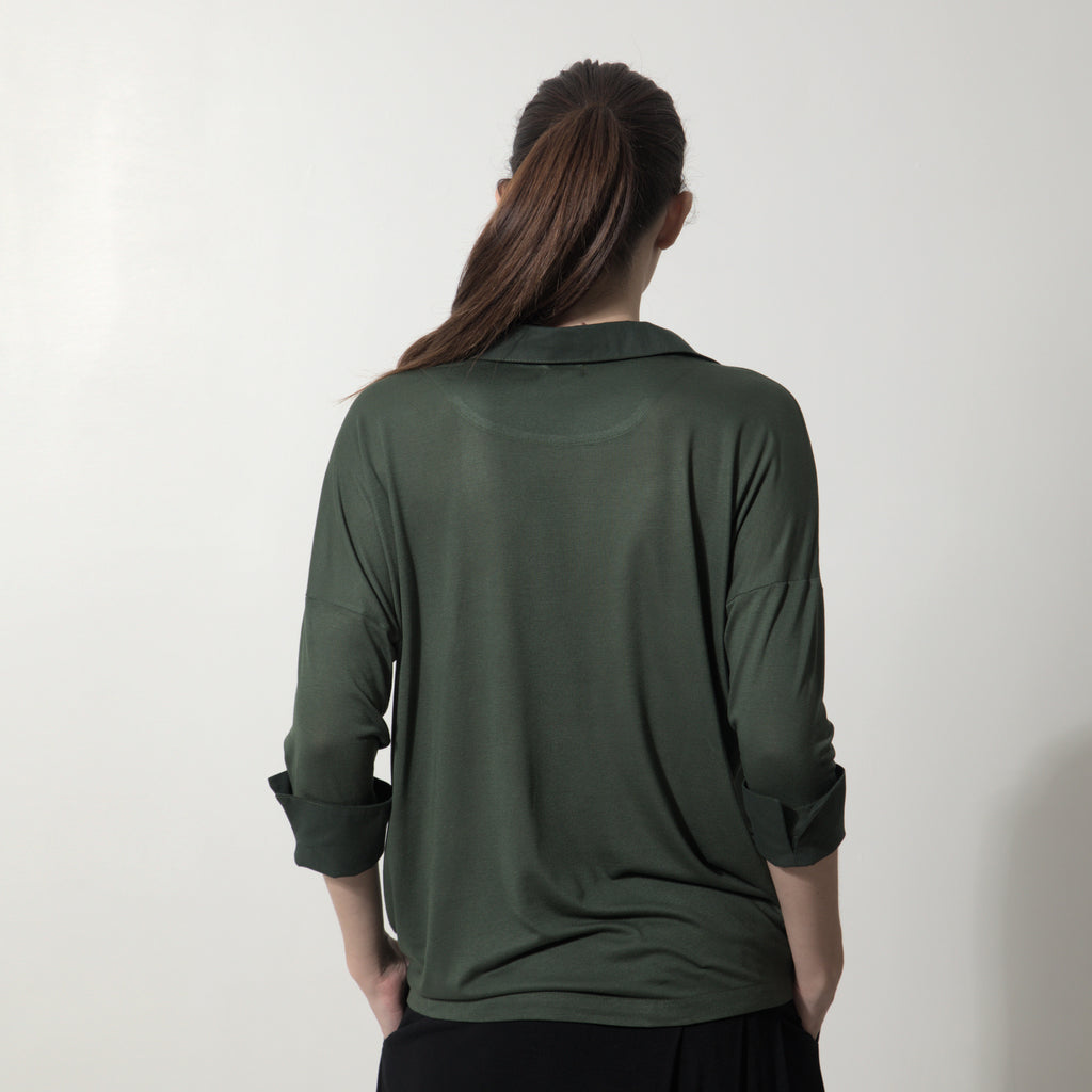 Nora - Blusa de malha com mangas e punhos de tricoline