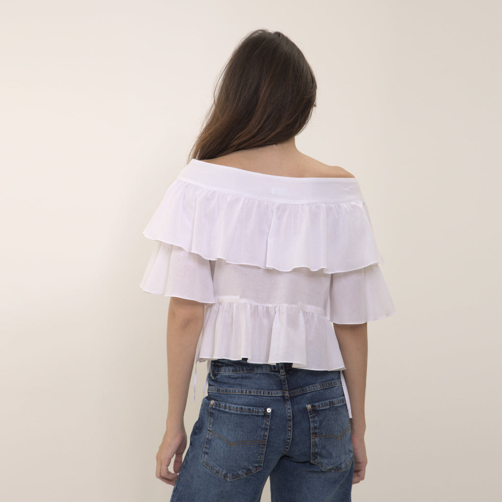 Penelope - blusa de babados em voil de algodão 100%