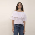 Penelope - blusa de babados em voil de algodão 100%