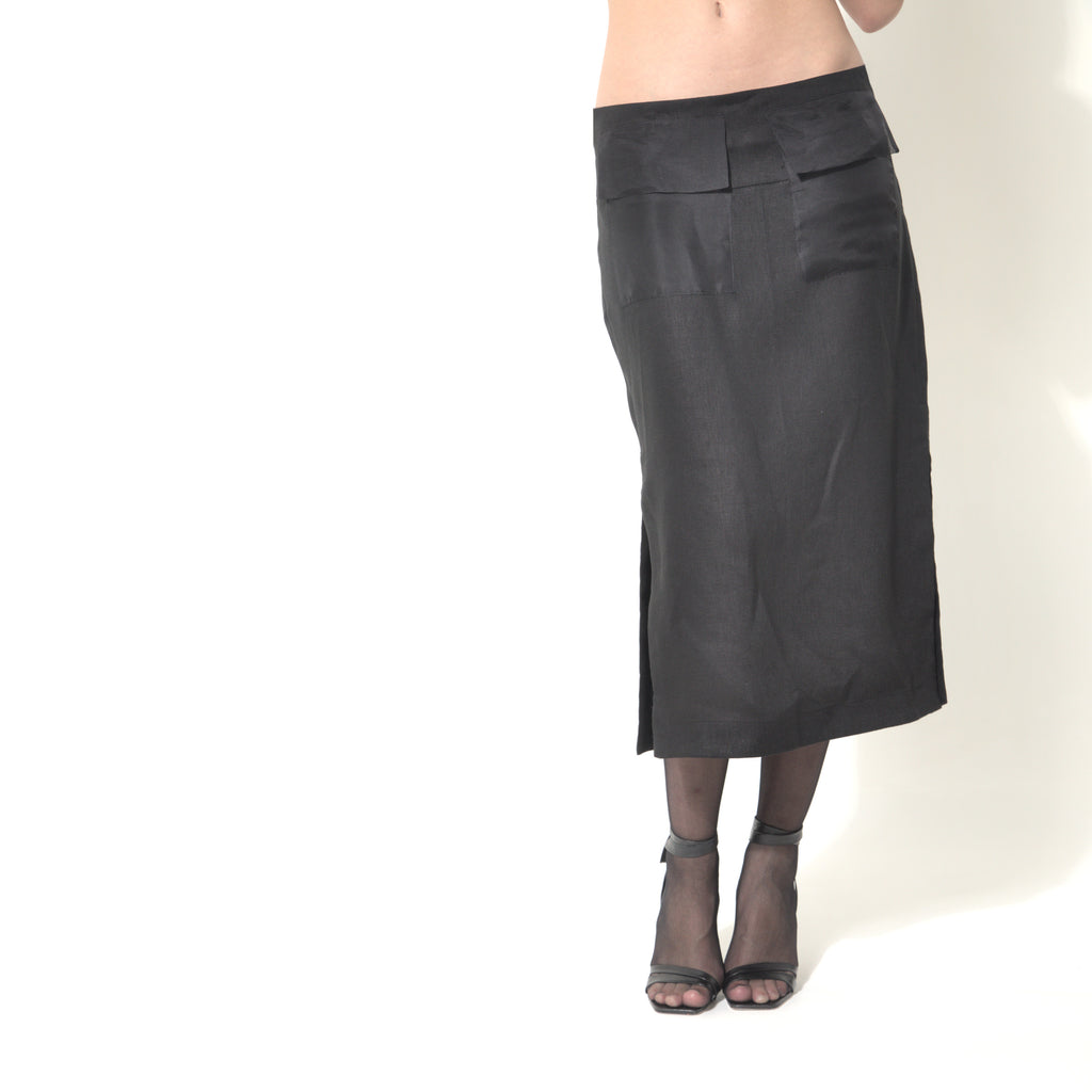 Gauri - Saia em linho e bolsos de organza