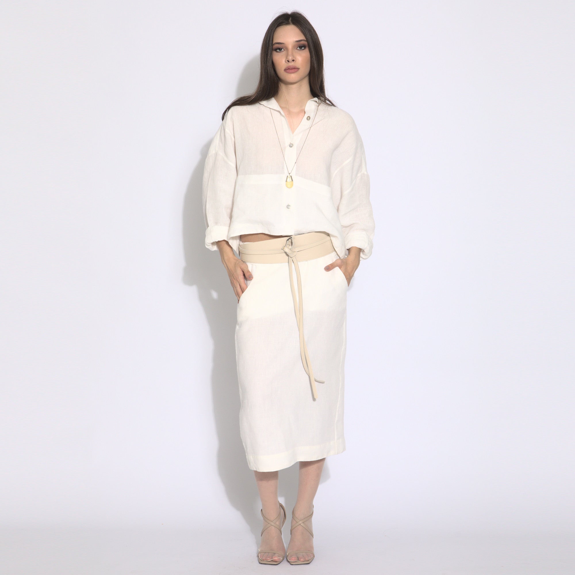 Emma - Saia midi em puro linho