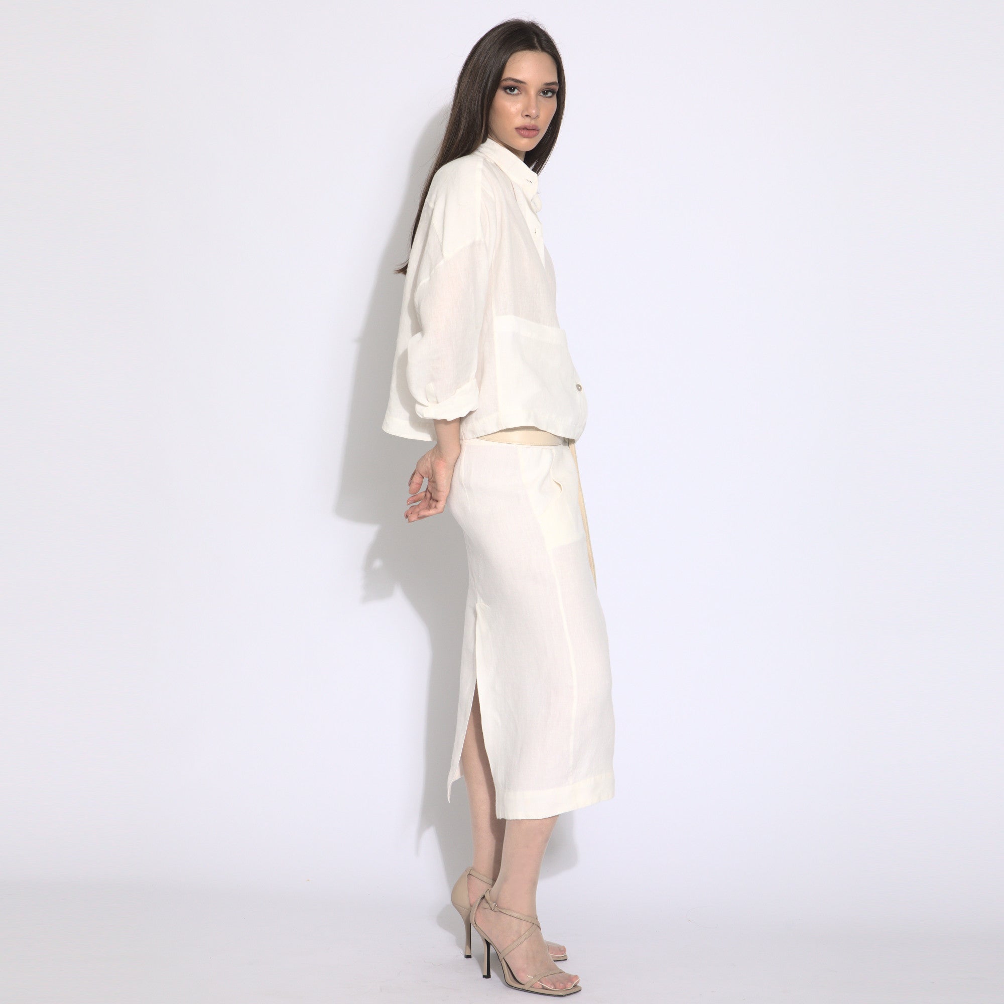 Emma - Saia midi em puro linho