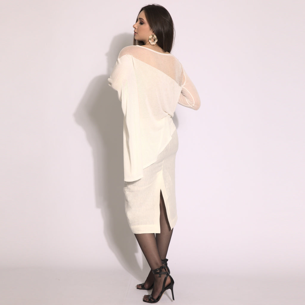 Emma - Saia midi em puro linho