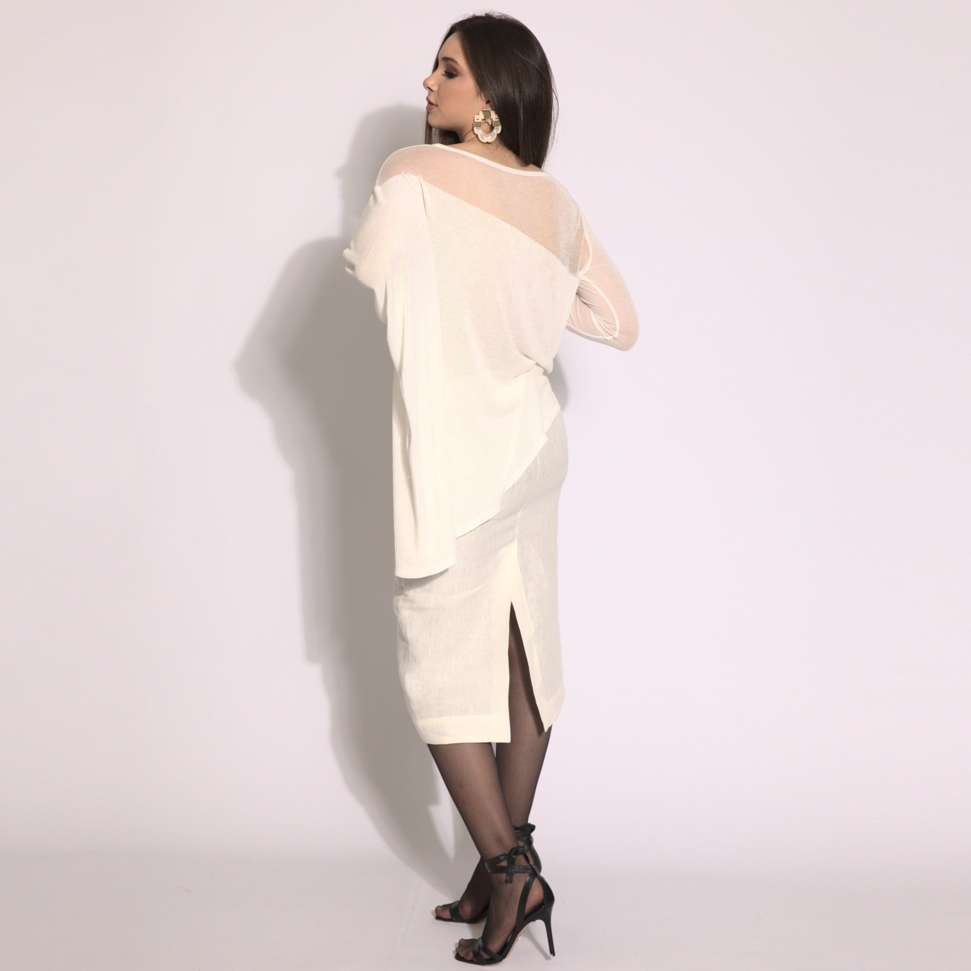 Emma - Saia midi em puro linho