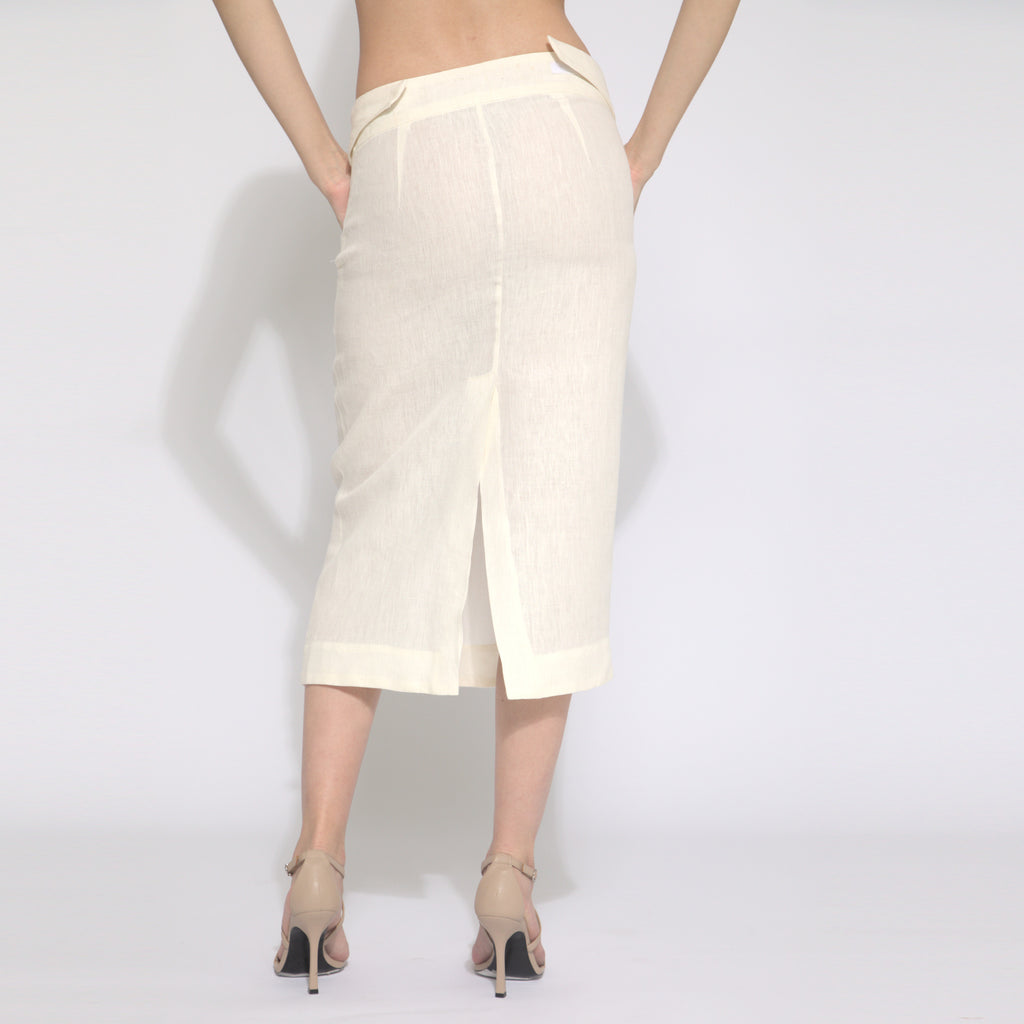 Emma - Saia midi em puro linho
