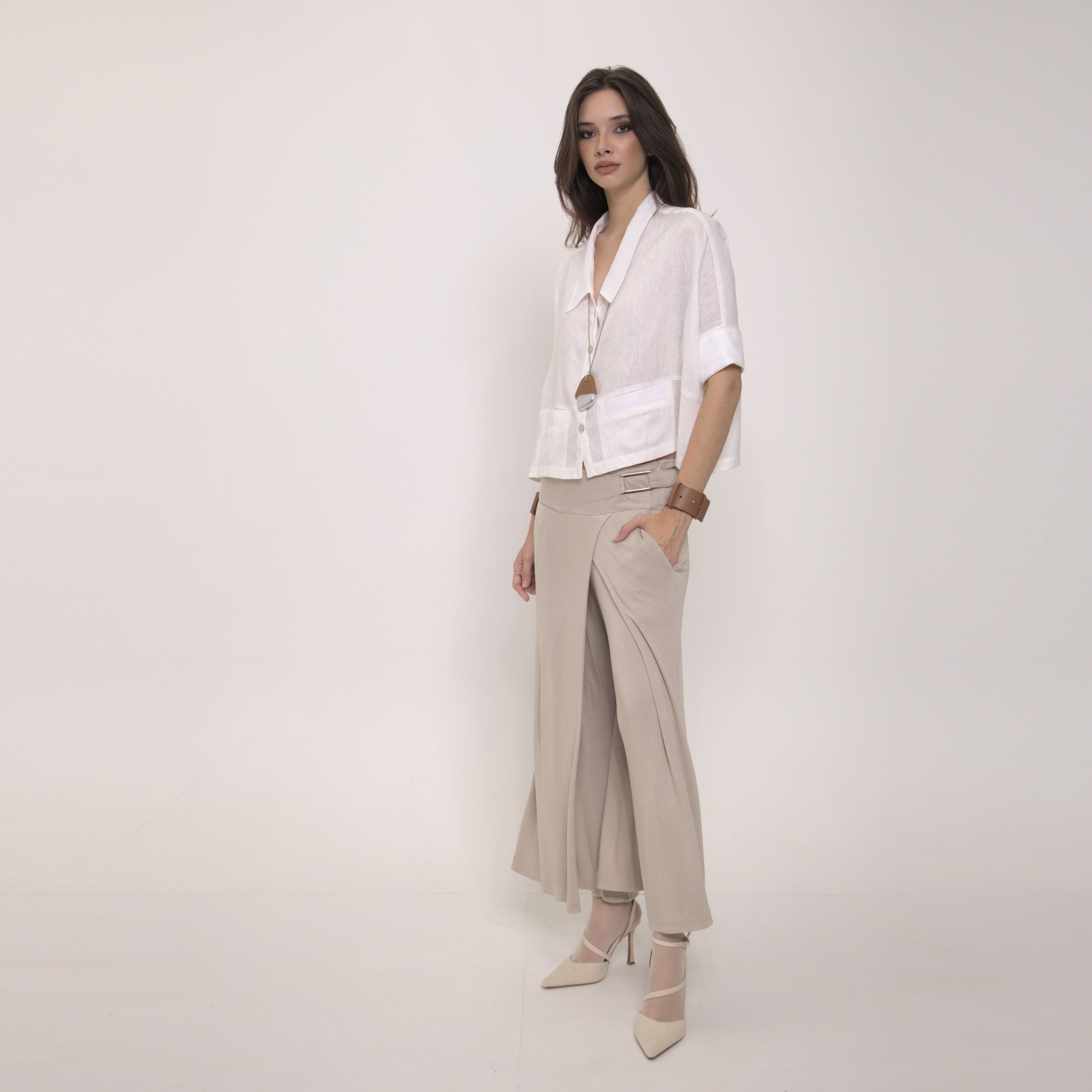 Ipanema - Camisa em 100% linho de mangas curtas