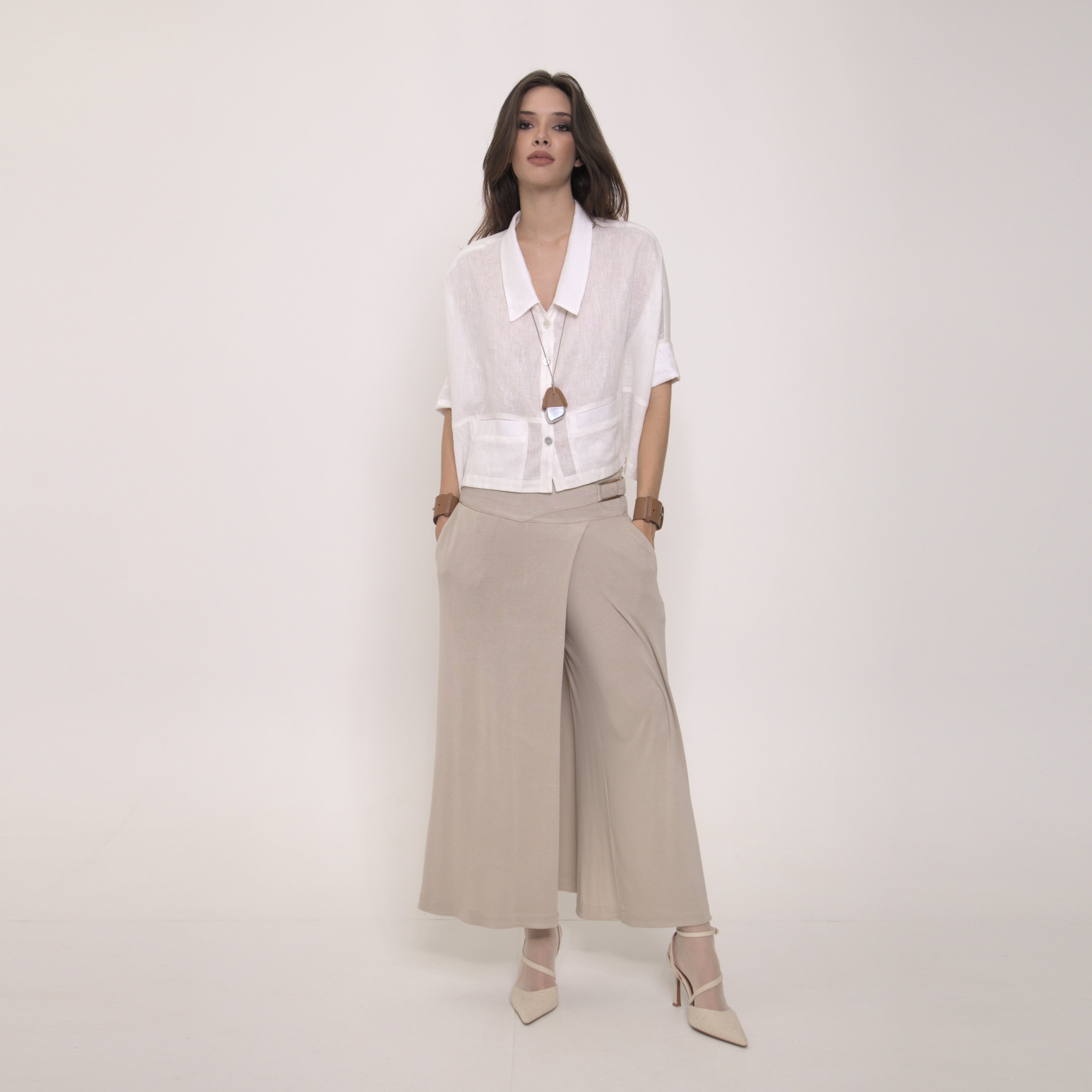 Ipanema - Camisa em 100% linho de mangas curtas