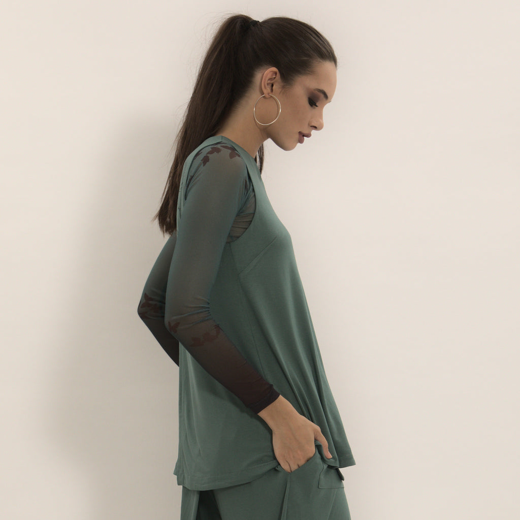 Olivia - Blusa transpassada sem mangas