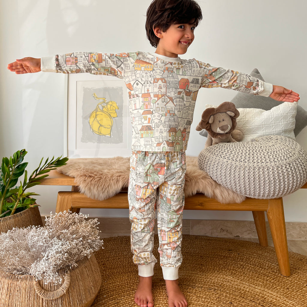 Kit Pijama Casinha - kit criativo para crianças com pijama para colorir e casinha montável