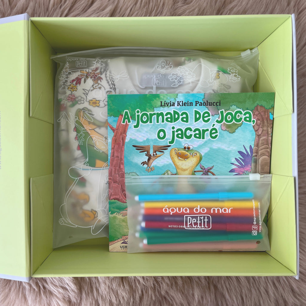 Kit Pijama Croco - kit infantil com pijama para colorir e livro