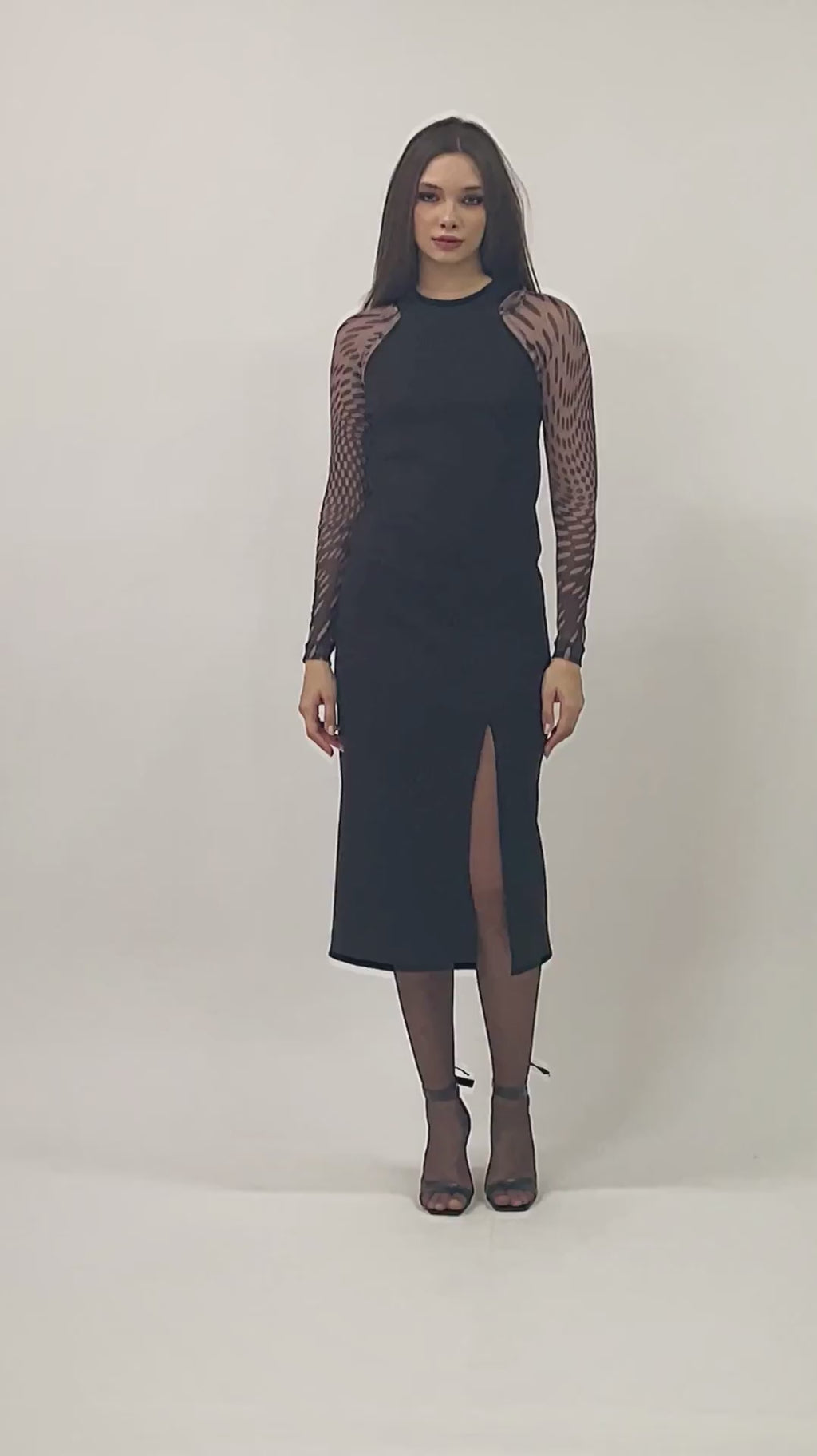 Fiona - Vestido midi de malha com fenda