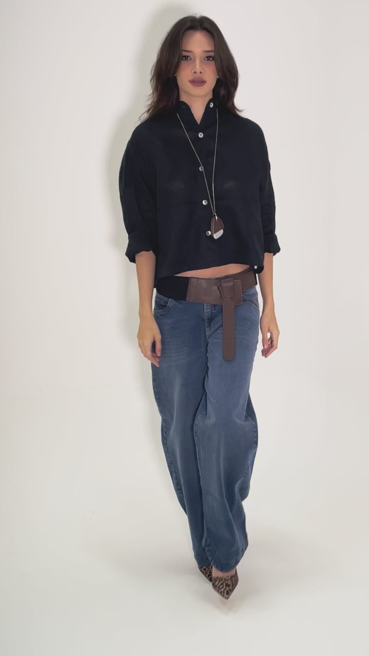 Lara - Calça jeans barrel cut #melhorjeansquejausei