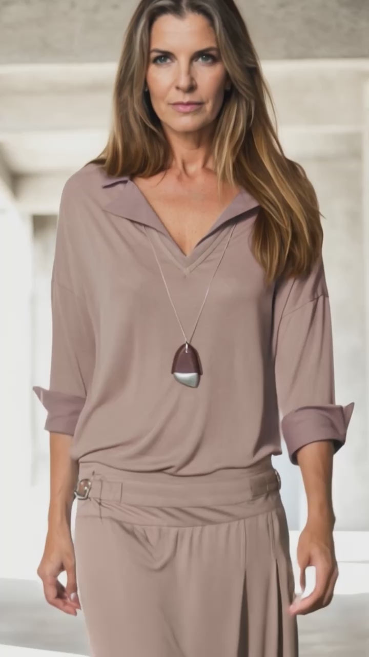 Nora - Blusa de malha com mangas e punhos de tricoline