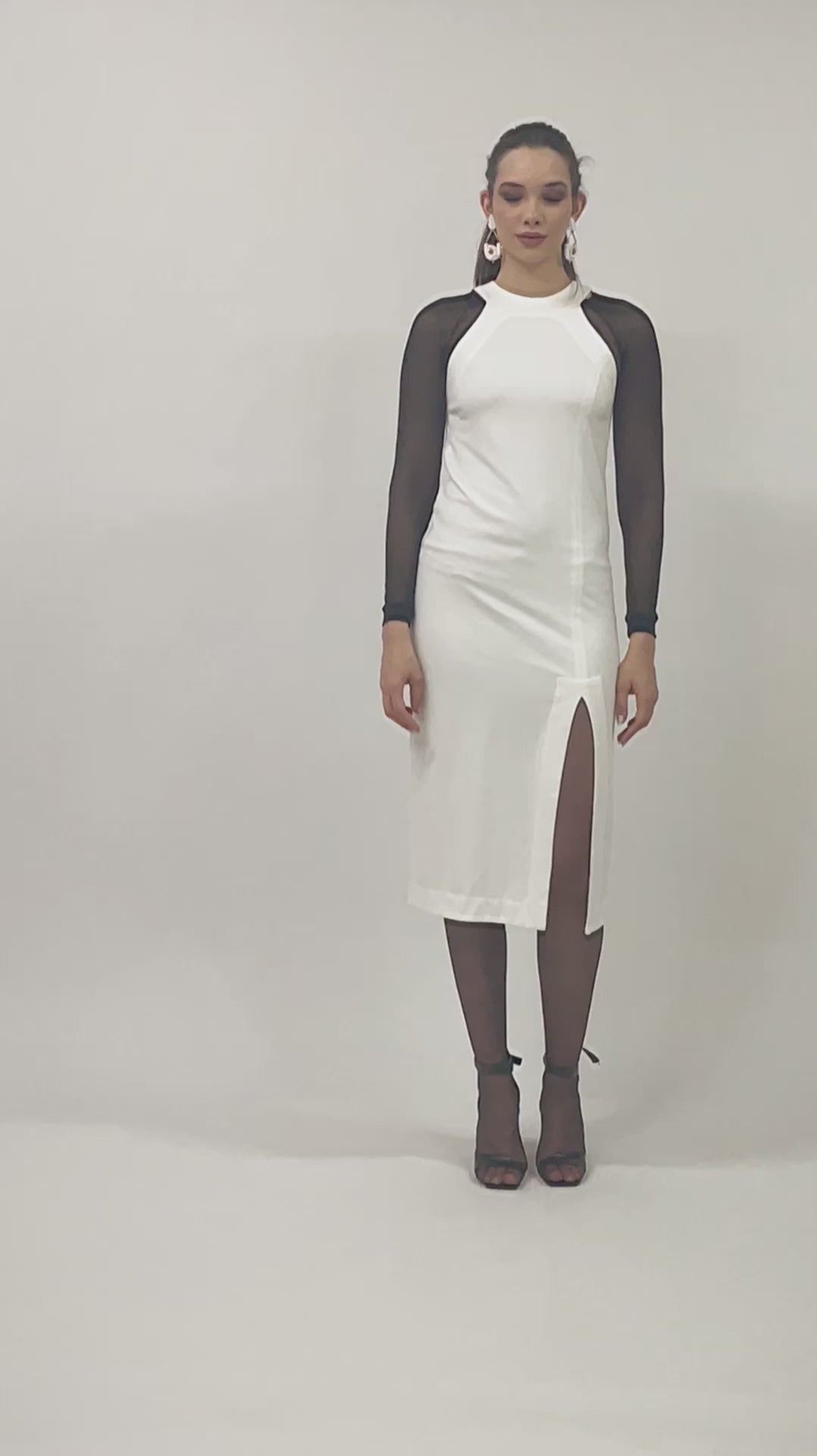 Fiona - Vestido midi de malha com fenda