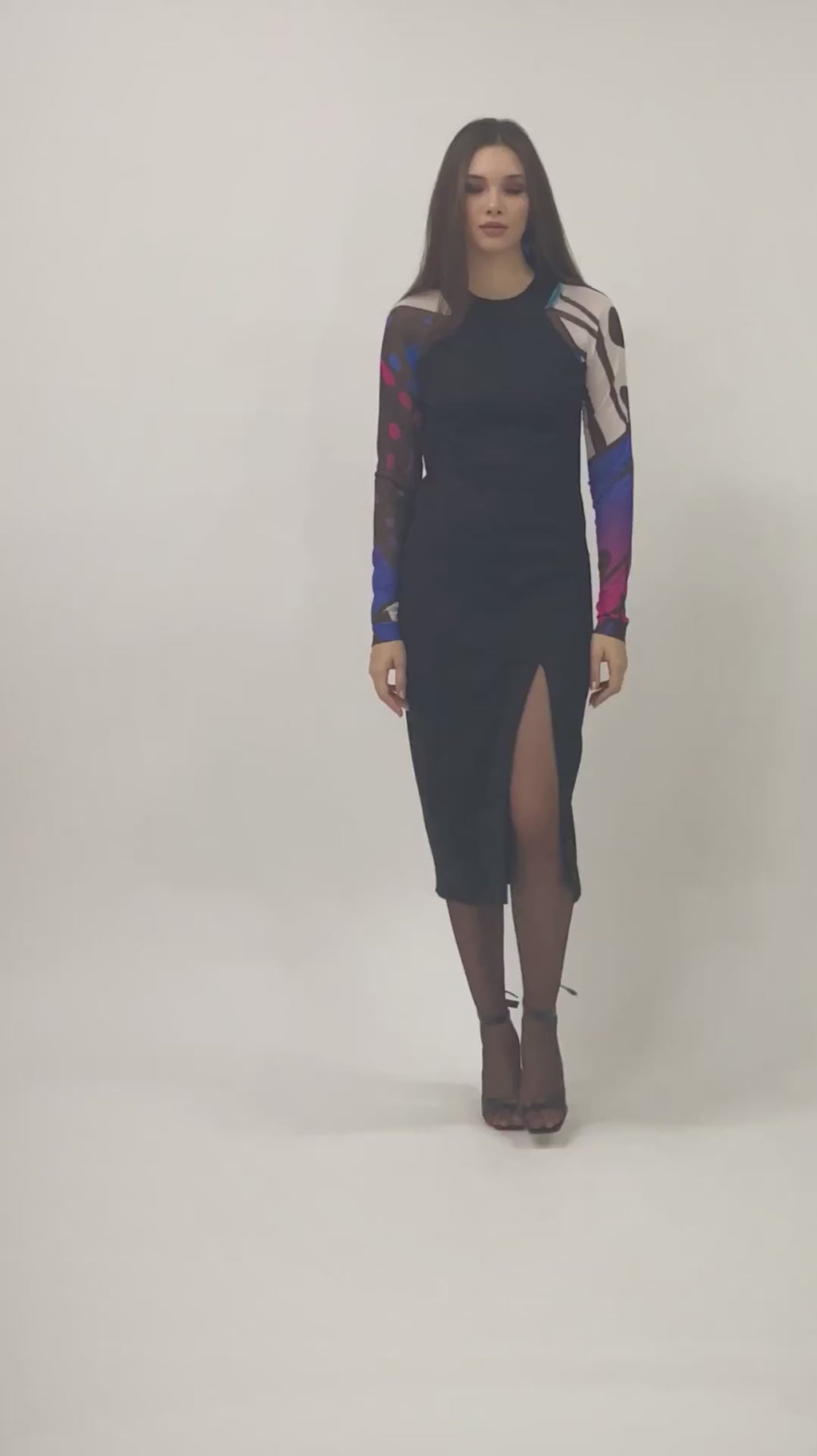 Fiona - Vestido midi de malha com fenda