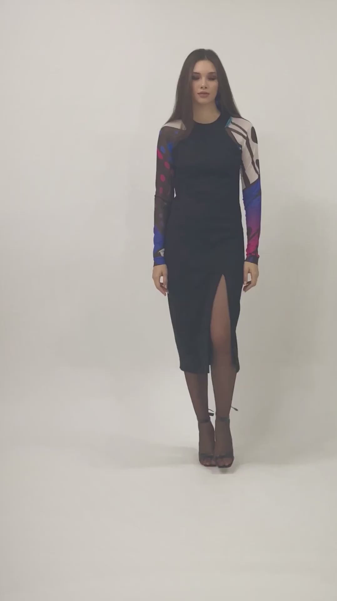 Fiona - Vestido midi de malha com fenda