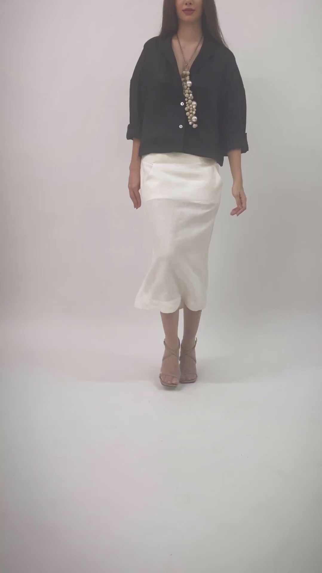 Emma - Saia midi em puro linho